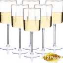 Ciaell 12 Pack Plastic Wine Glasses - 10 Oz Plastic Wine Glasses with Stem - Gold Rim Disposable Cups for Parties & Weddings & Poolside & Toasting & Outdoors