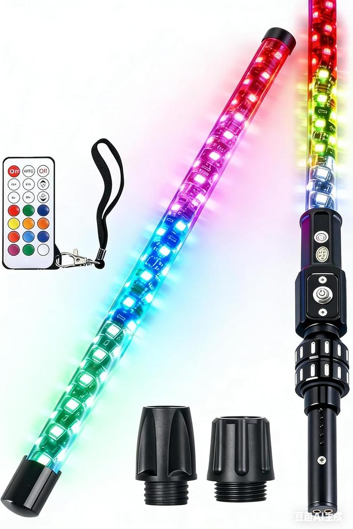 Hoffen 4FT Boat Navigation Lights, 360 Degree Running Boat Stern Light - 2NM Coast Guard Compliant - 12 Solid Stern Lights Color & Remote Control for Pontoon, Skiff,Truck RV