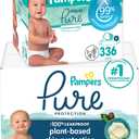 Pampers Pure Protection Disposable Baby Diapers Size 2, 186 Count with Aqua Pure Baby Wipes, 6X Pop-Top Packs (336 Count)