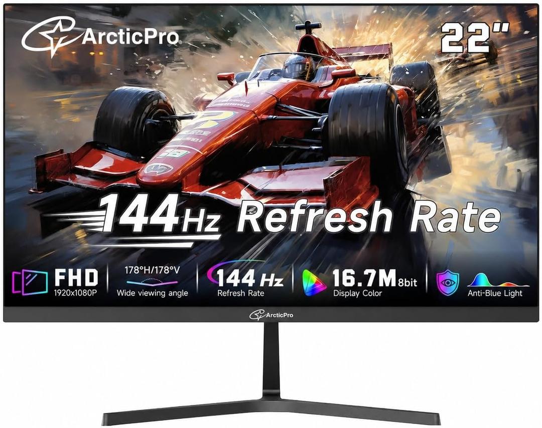 22 Inch Monitor 144Hz, 1080p Gaming Monitor FHD, Eye Care, VESA