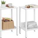 End Table, Side Table, Set of 2, Nightstands with 2-Tier Storage Shelves, Sofa Tables for Small Space, Coach Table for Living Room Bedroom, White UTBT101W2