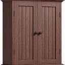ChooChoo Bathroom Wall Cabinet, Over The Toilet Space Saver Storage Cabinet, Farmhouse Medicine Cabinet with 2 Doors and Adjustable Shelves, Cupboard, Walnut, 8.8"D x 21.1"W x 24"H