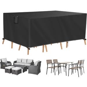 TUOKING Outdoor Furniture Covers Heavy-Duty 420D Waterproof Cover,All-Weather Patio Furniture Protector for Sofa,Chairs & Table-UV-Resistant,Anti-Tear Dustproof Covers (Black, 126"L x 63"W x 28"H)