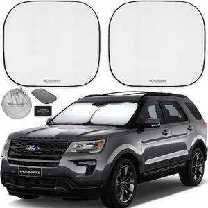 Autoamerics Windshield Sun Shade 2-Piece Foldable Car Front Window Sunshade for Most Sedans SUV Truck - Auto Sun Blocker Visor Protector Blocks Max UV Rays and Keeps Your Vehicle Cool - Medium Fit