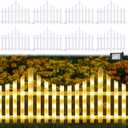 Hopolon 8 Pack 36LED Lighted Garden Fence,13.7x11.8inch Christmas Tree Fence Lights Plug in,8 Modes White Plastic Edgings Picket Decorative Fence for Landscape Patio Yard Path Home Xmas,Warm White
