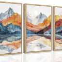 HNNXAR Abstract Mountain Poster Wall Art Set of 3 Boho Watercolor Landscape Canvas Picture Prints Modern Colorful Nature Painting Wall Decor for Bathroom Bedroom Living Room Office 16x24 inch Unframed
