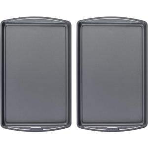 2 x GoodCook Everday Nonstick Carbon Steel 17 x 11-Inch Baking Sheet Set, 2 Pack Medium Sized Cooking Pans, Bakeware Set, Cookie Sheets for Baking, Oven Pan Set