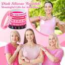 72/144 Pcs Football Breast Cancer Awareness Bracelets Gift Set Includes Pens Silicone Bracelets and Keychains for Football Accessories Pink Ribbon for Women Men Team Events Fundraisers Gifts