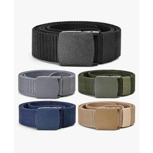 Tactical Men's Nylon Belts,5 Pack Mens Belts Casual，Military Canvas Outdoor Metal-free Belts