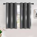 NICETOWN Grey Kitchen Blackout Short Curtain Panels for Bedroom, 45 Inch Long Thermal Insulated Grommet Top Blackout Draperies and Drapes (2 Panels, W42 x L45 -Inch, Grey)
