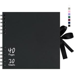 Vienrose 8x8 Inch Scrapbook Album, Small Photo Album DIY Scrapbook Black Thick Kraft Paper Memory Book, Scrap Book Photo Albums for Couple Baby Wedding Family