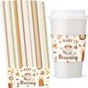 50 Pcs a Baby Is Brewing Coffee Sleeves Disposable Bridal Shower Cup Sleeves Brewing Coffee Cups Holder Brewed Covers Baby Shower Decoration for Baby-shower Party Supplies
