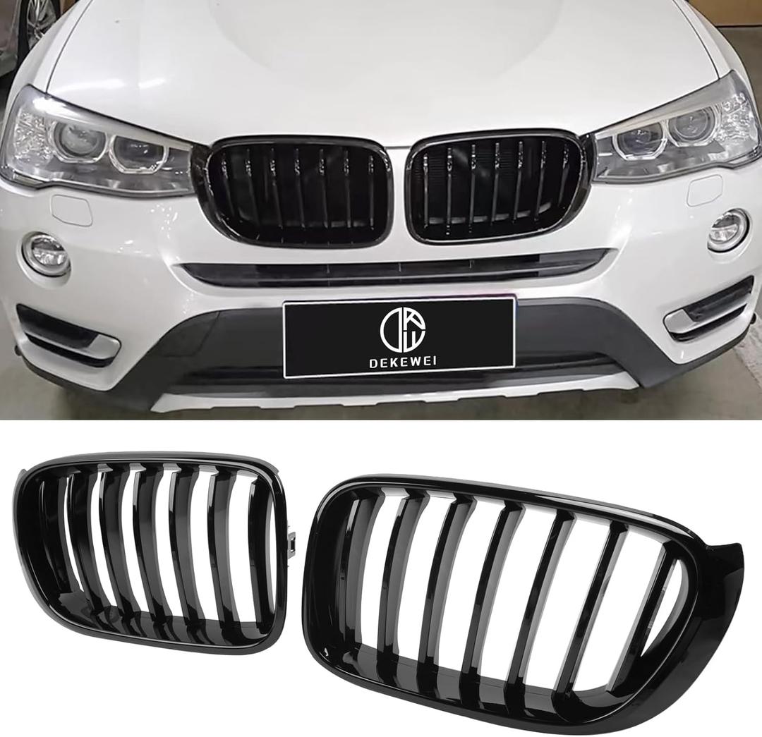 F25 Grill,Front Kidney Grille Compatible with 2014-2017 X3 F25,2014-2018 X4 F26 Single Slat Gloss Black Grill