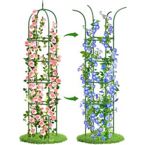 Trellis for Climbing Plants Outdoor, 6FT Garden Obelisk Rustproof PE Coated Metal Potted Plant Climbing Support, Thickened Tube Plant Tower Trellis for Clematis Vine Support Indoor (Pack of 1)