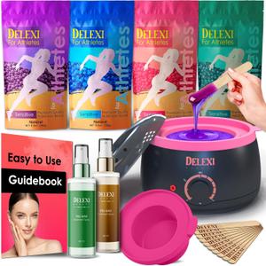 Waxing Kit for Athletes. Waxing kit for Women with Quick-Melting Wax Warmer + Salon Quality Wax for Hair Removal - Super Easy to Use for Men and Women - For Sensitive Skin (1.46 Ounce (Pack of 41))
