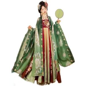 Hanfu Dress Women Chinese Ancient Hanfu Carnival Cosplay Costume Hanfu Green&Red Dress, Large