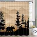 Viajar Bear Shower Curtain Rustic Woodland Cabin Country Forest Shower Curtain Wildlife Animal Bear Bathroom Decor 72x72inch Polyester Fabric, Brown (Black)