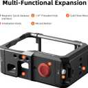 AMAZEAR Metal Protective Case for DJI Osmo Action 6 Accessories, Action6 Pro Multifunction Utility Frame Cage, Stronger Aluminum Housing Hard Cover with Soft Silicone Lens Caps, Black