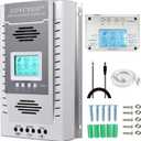 MPPT Charge Controller 100 amp 12V/24V Auto, 100A Solar Panel Charge Regulator with Blacklight LCD Display Max 100V for Lead-Acid Sealed Gel AGM Flooded Lithium Battery+1.5M LCD485