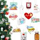 36 Pcs Christmas Nurse Ornament Tray Life Medicine Uniform Stethoscope First Aid Ornament Kit Nurse Appreciation Gifts Xmas Tree Decoration Gift for Christmas Tree Decor