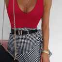 SAUNGKUAI Women's Bodysuit Plunge Deep V Neck Backless Sleeveless Going Out Tank Tops Thong Body Suits Leopard (Red, M)