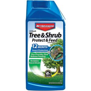 BioAdvanced 12 Month Tree and Shrub Protect and Feed II, Concentrate, 32 Oz, Outdoor Insect Killer