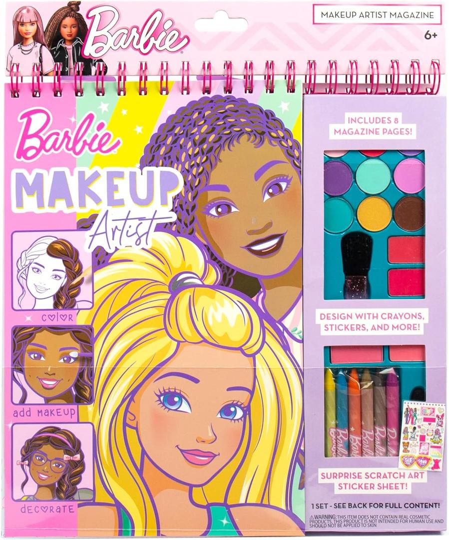 Horizon Group USA Barbie Magazine - Create Hair & Makeup Looks with 130+ Stencils, 180+ Stickers, Crayons & Pretend Makeup