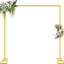 8FT x 8FT Heavy Duty Backdrop Stand Kit - Gold Portable Adjustable Stand,Square Metal Arch Party Frame for Wedding/Baby Shower/Birthday Parties/Banquet
