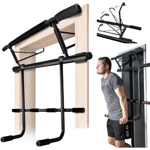 2025 Upgraded Pullup Bar and Dip Bar Station - FULL BODY Home Gym, Easy Storage, Power Tower Dip Station and Pull-up Bar for Doorway, Collapsible Dip Station, No Door Damage, High Weight Capacity, 2025 Upgraded Bodyweight Workout Station