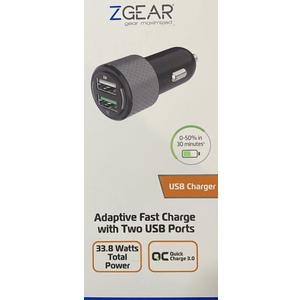 ZGEAR Adaptive Fast Charger with Two USB Port 33.8 Watts