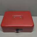 Cash Box with Money Tray and Combination Lock, Parrency Large Money Box, 5 Compartments for Cions & 4 Spring-Loaded Clips for Bills, 11 4/5" x 9 2/5" x 3 1/2", Red