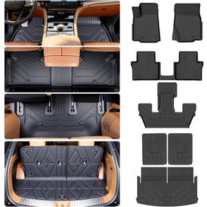 Floor Mats for 2021-2025 2026 Jeep Grand Cherokee L (only 6 Seats, Without the Second-Row Center armrest), TPE All-Weather Protection Durable Trunk Cargo mat for Jeep Grand Cherokee L Accessories