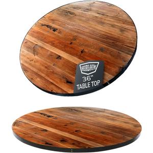 Reclaimed Wood Table Top - Rustic Recycled Wooden Piece Perfect for Signs, Kitchens, Dining and Coffee Table Tops (Reclaimed Wood Table Top with Metal Edge, 36" Round)