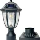 Solar Post Lamp Lights, Dusk to Dawn Post Light with Pier Mount Base, Outdoor Waterproof Solar Motion Sensor Lights for Garden Yard Landscape Pole Pillar (Warm White)