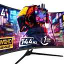 Gawfolk 34 Inch Ultrawide Curved 144Hz Gaming Computer Monitor 1500R PC Screen 21:9 UWQHD (3440x1440),Adaptive Sync,178 Viewing Angle,Display Port 1.4HDMI 2.0,Compatible with Wall mounting -Black