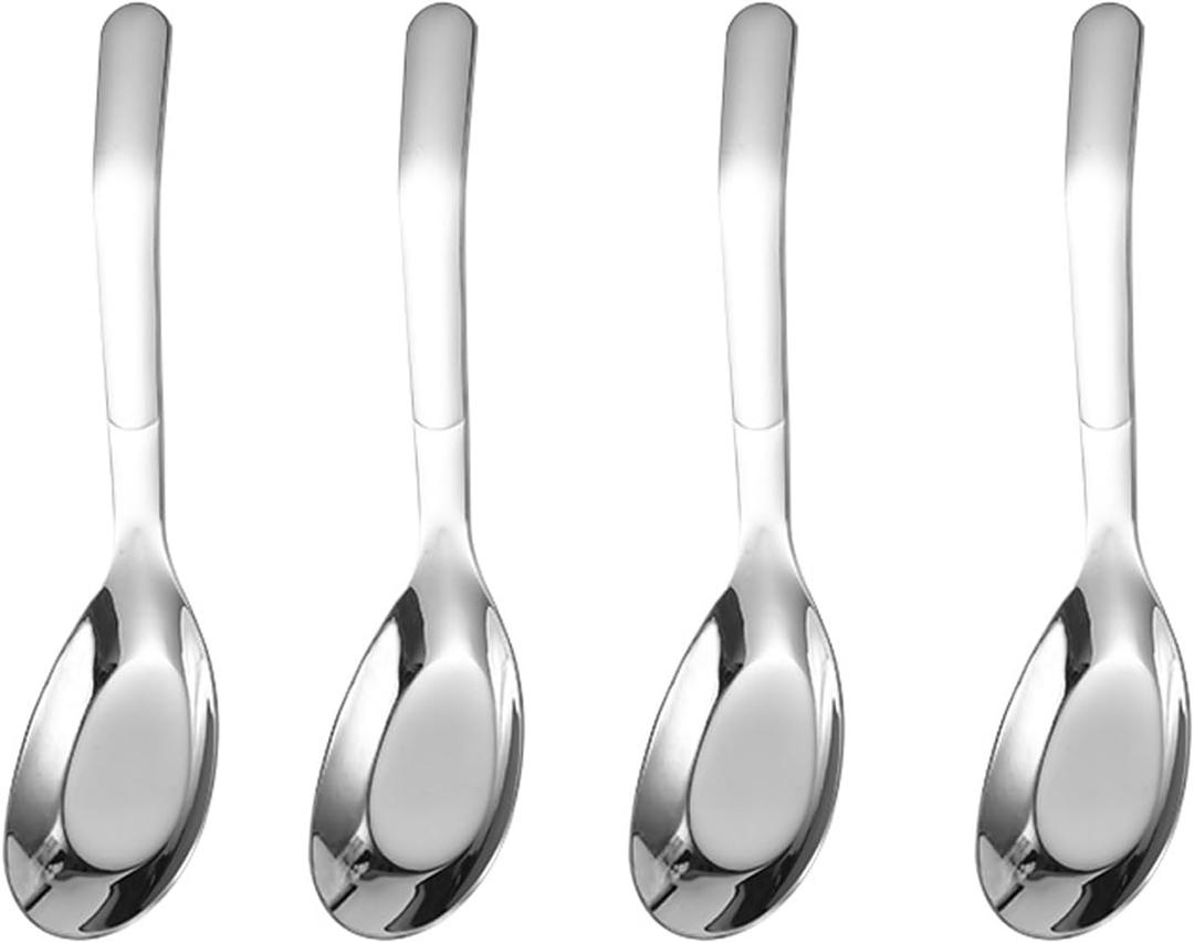 Ouliget Asian Soup Spoons Chinese Soup Spoons Stainless Steel Spoons, Thick Heavy Stainless Steel Soup Spoons Table Spoons Dinner Spoons Flat Square Spoon,Set of 4