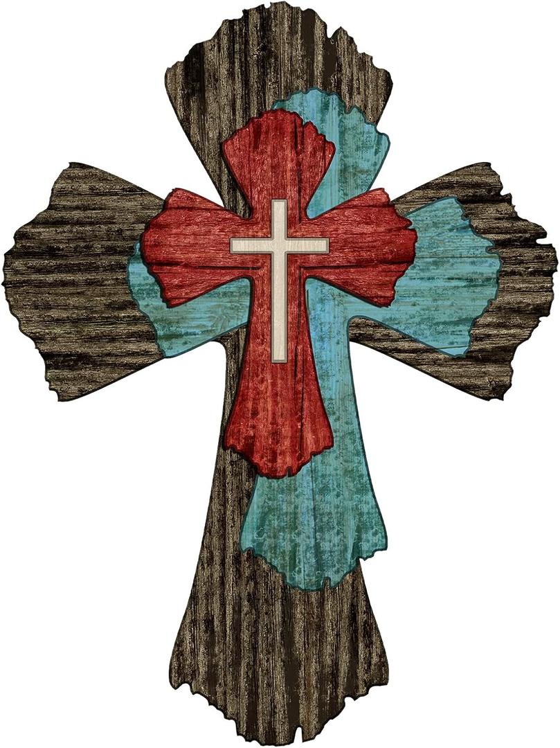 Blulu Cross Wall Decor Hanging Wooden Decorative Wall Cross Rustic Catholic Crucifix Spiritual Art Sculpture for Home Decor Religious First Communion Church Decoration Gift