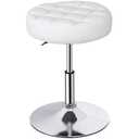 Adjustable Swivel Stool Metal Frame Salon Stool Round Vanity Stool Chair for Home, White