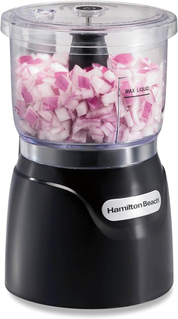 Hamilton Beach Electric Vegetable Chopper & Mini Food Processor, 3-Cup, 350 Watts, for Dicing, Mincing, and Puree, Black