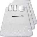 3 Pcs XXL Dish Drying Mat,Absorbent Microfiber Dishes Drainer Mats,Large Size 24×17" Pads for Kitchen Counter,Coffee,Rack,Under Sink,Light Gray