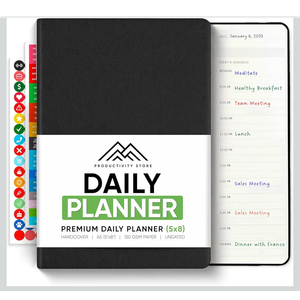 Daily Planner 2026 (5" x 8") - The Ultimate Daily Workflow Planner with Hourly Schedule & Task List to Achieve Your Goals by PRODUCTIVITY STORE (A5, Black)