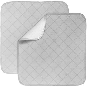 Waterproof Chair Pads for Incontinence 22" x 21", 2 Pack Non Slip Absorbent Wheelchair Reusable Seat Protector, Washable Seat Covers for Chairs, Gray
