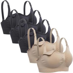 Lataly Womens Seamless Nursing Bra Sleeping Maternity Bralette for Breastfeeding Pack of 5 (XX-Large)