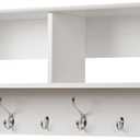 Prepac 36" Contemporary Wall Mounted Coat Rack, Coat Hooks Wall Mount with 2 Shelves, Ideal for Hallway or Entryway Storage Solution, 11.5"D x 36"W x 16.5"H, White