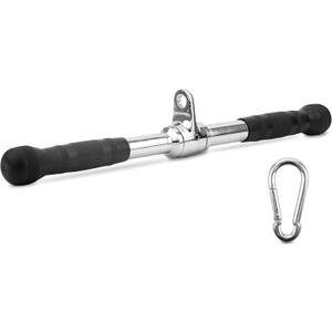 Yes4All Cable Machine Attachment, Double D Handle & Tricep Rope Cable Attachment, Weight Machine Accessories Load 880 LB for Home Gym (H. Metal Rotation Bar Rubber Chrome)