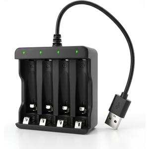 BEVIGOR 4 Bay AA AAA Battery Charger, USB C High Speed Independent Slot Charger for NiMH NiCD Rechargeable Batteries, Home Travel Safety Charger with Overheat Protection