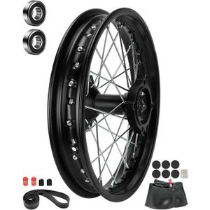 1.85x14 Rear Wheel Rim and 12mm Bearings Strip Kit fit 90/100-14 3.00-14 14 Inch Dirt Pit Bike Tire KLX125 KX85 TTR125 YZ80 RM80 Taotao DB17 SR150 DR90 Apollo 125 Motorcycle Parts (15mm Axle)