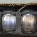 2 Pack Qtip Holder - Apothecary Jars with Lids, Bathroom Organizers and Storage Canister for Cotton Balls,Swabs,Floss Picks,Hair Ties,Clear Glass Vintage Bathroom Decor Jar Set (Iridescent)