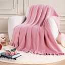 Amlie Home Ultra Soft Ruffle Knit Chenille Throw Blanket for Couch & Bed, Cozy Flowers Blankets for Home Decor, Gifts for Women Mom Sister on Mother's Day Valentine's Day Birthday, 50"x60", Pink