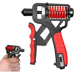 11-364 lbs Hand Grip Strengthener Workout ForearmGrip Gripper, Adjustable Heavy-Duty Grip Strength Trainer with Counter for Wrist & Finger Exercise, Help for Hand Treatment, Strength Recovery (Red)